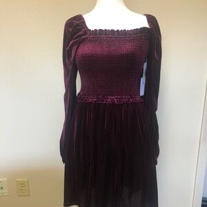 1STATE Burgundy Velour Dress